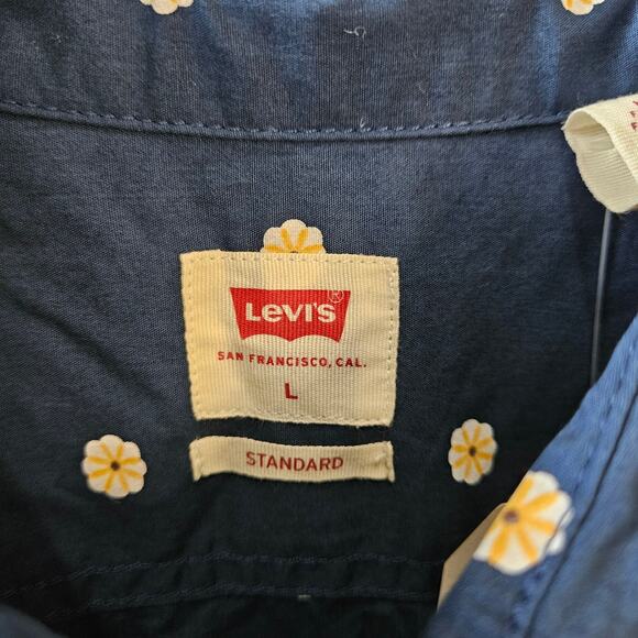Levi's Floral Button Up Long Sleeve Shirt Blue White Large - Picture 3 of 8